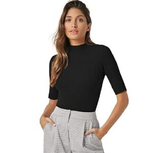 Women Short Sleeve Business Dressy Casual Pullover Top Black